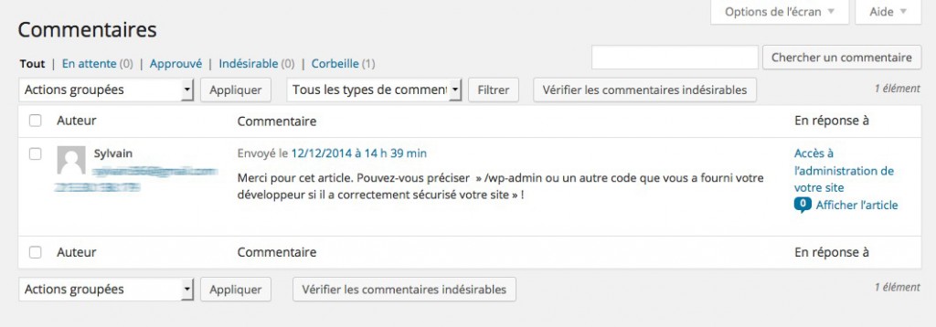 Gestion des commentaires WordPress